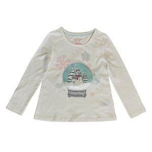 Savannah Girl’s SMALL (4) Long Sleeve Sniwman Graphic T-shirt Ivory‎ Top